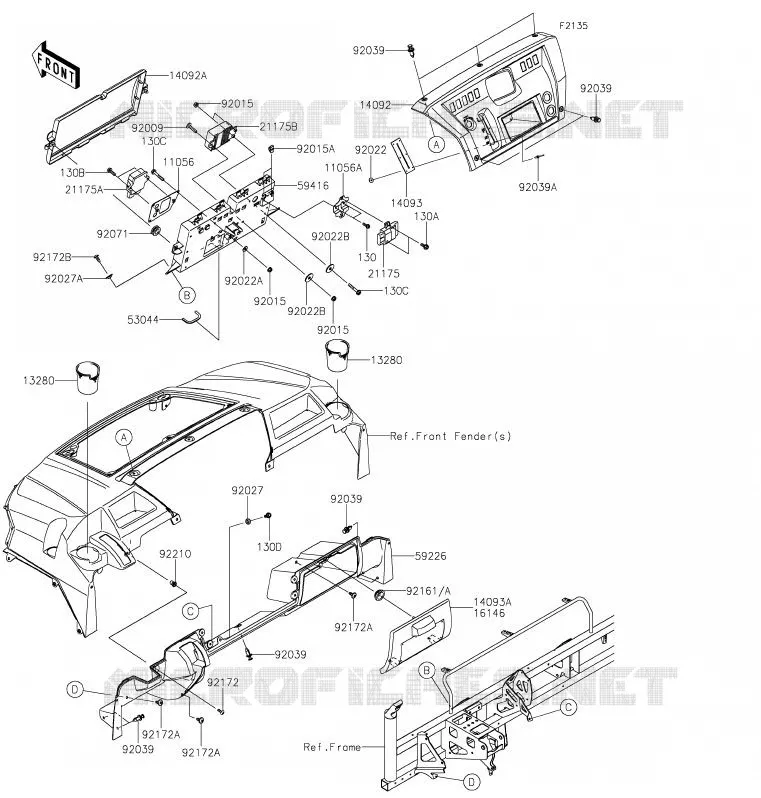 FRONT BOX Kawasaki SSV 1000 2020 MULE PRO-DX  KAF1000ELF