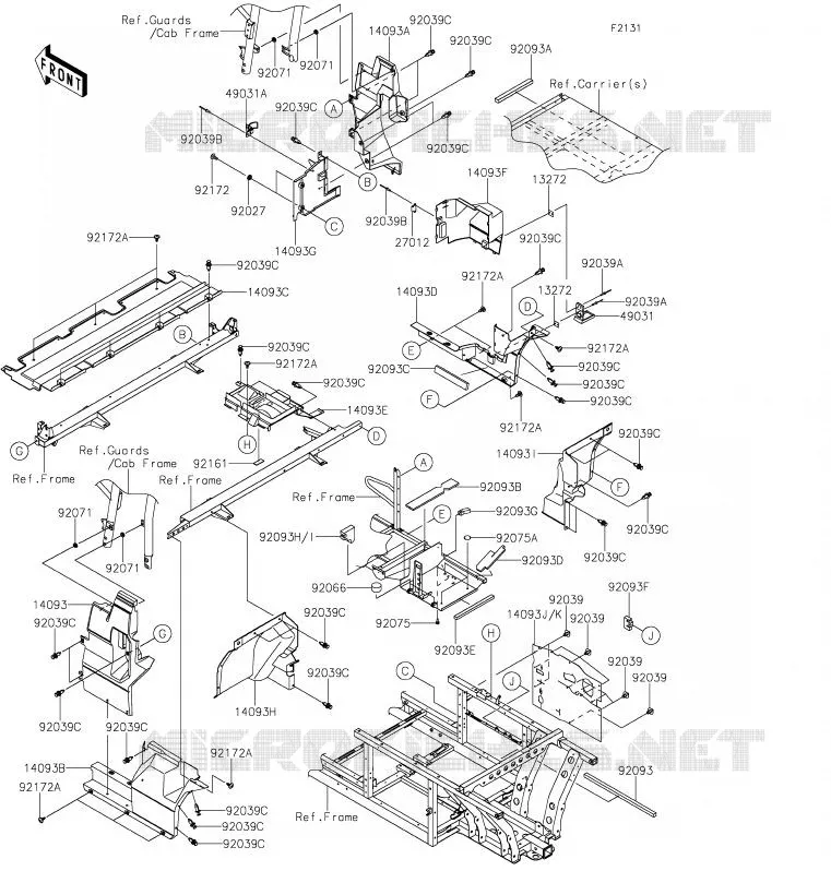 FRAME PARTS(ARRI&Egrave;RE) Kawasaki SSV 1000 2020 MULE PRO-DX  KAF1000ELF