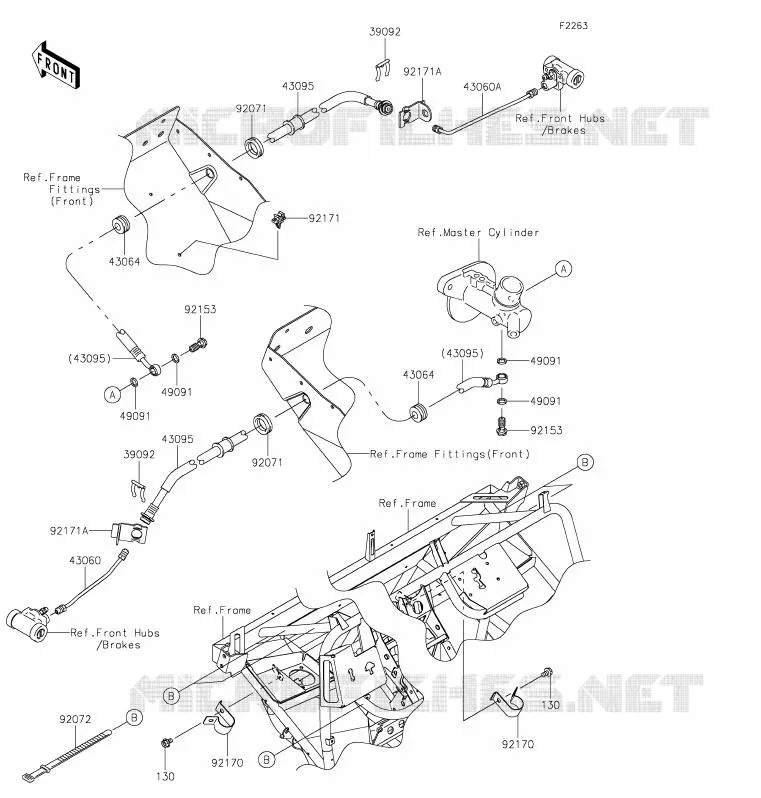 FRONT BRAKE PIPE Kawasaki SSV 400 2020 MULE SX  KAF400JLF