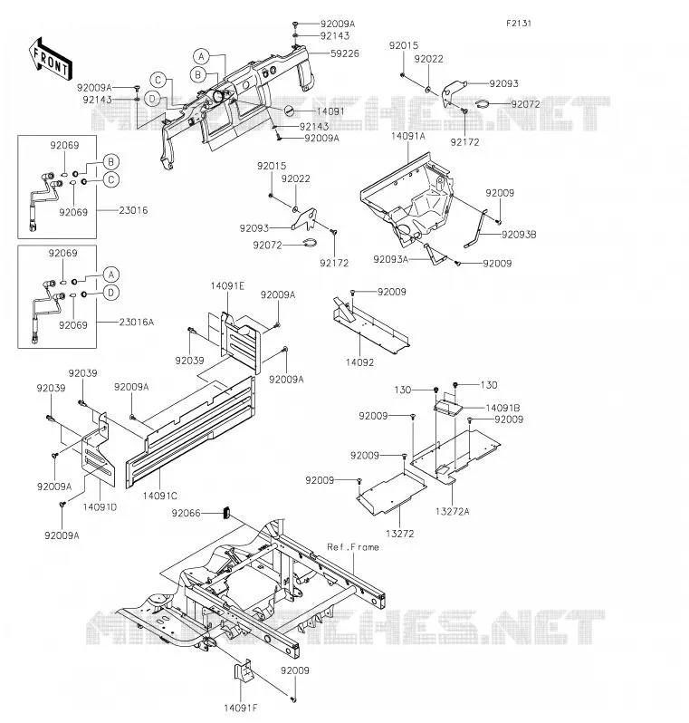 FRAME PARTS (COUVERTURE) Kawasaki SSV 620 2020 MULE 4000  KAF620PLF