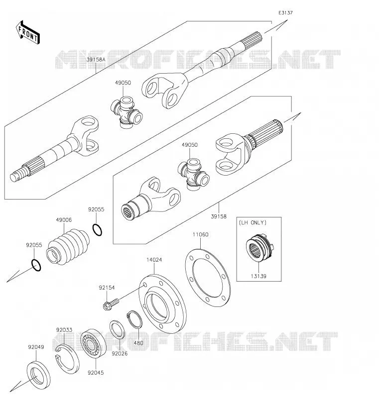DRIVE SHAFT(ARRI&Egrave;RE) Kawasaki SSV 620 2020 MULE 4010 TRANS 4X4  KAF620RLF