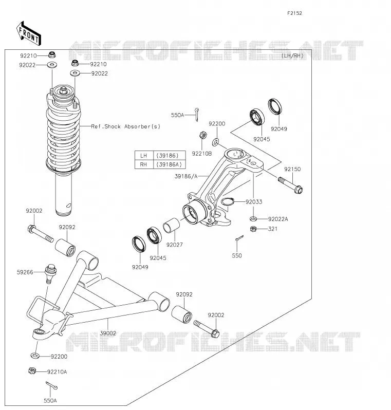 FRONT SUSPENSION - SHOCK ABSORBER Kawasaki SSV 620 2020 MULE 4010 TRANS 4X4  KAF620SLF