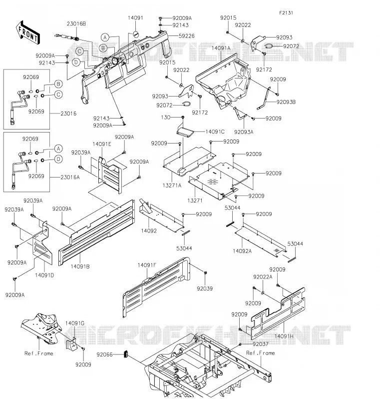 FRAME PARTS (COUVERTURE) Kawasaki SSV 620 2020 MULE 4000 TRANS  KAF620WLF