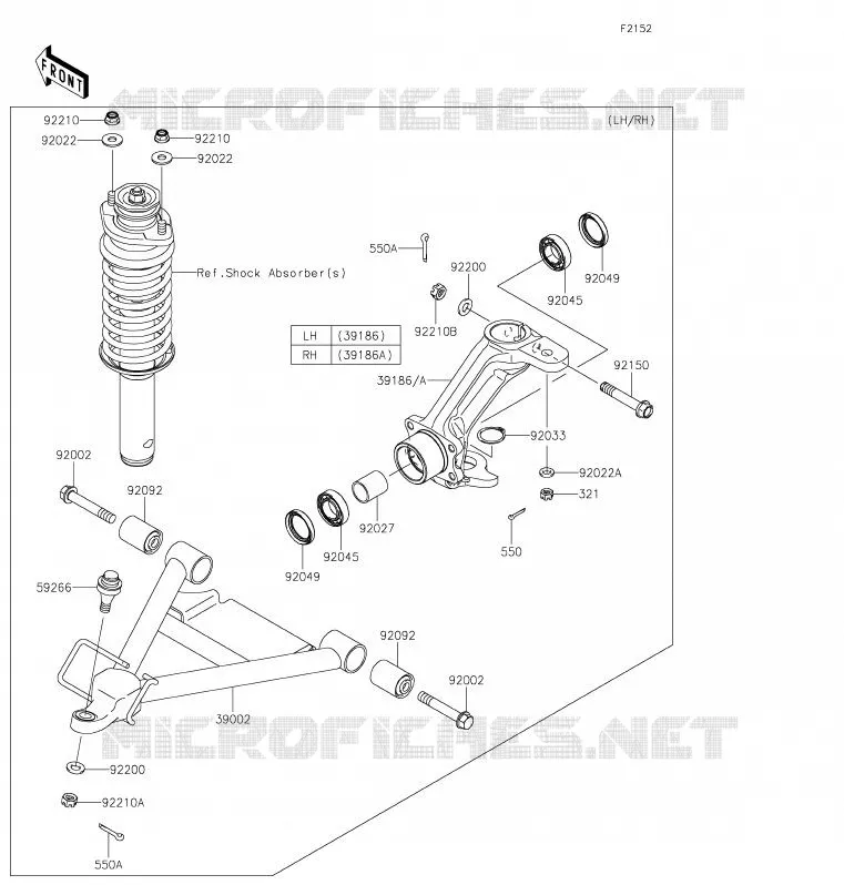 FRONT SUSPENSION - SHOCK ABSORBER Kawasaki SSV 620 2020 MULE 4000 TRANS  KAF620WLF