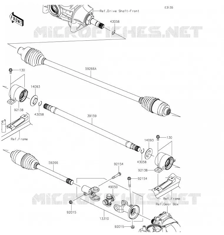 DRIVE SHAFT(H&Eacute;LICE) Kawasaki SSV 820 2020 MULE PRO-FXT  KAF820BLF