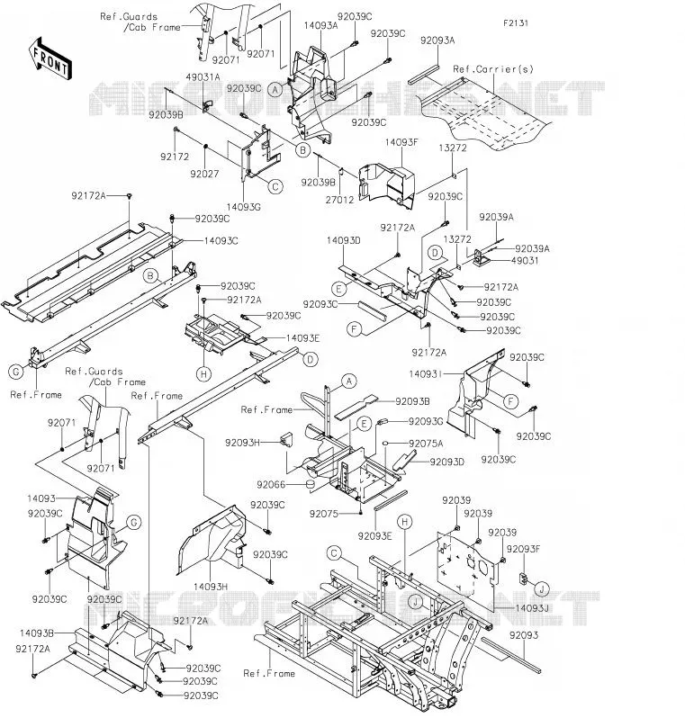 FRAME PARTS(ARRI&Egrave;RE) Kawasaki SSV 820 2020 MULE PRO-FX  KAF820FLF