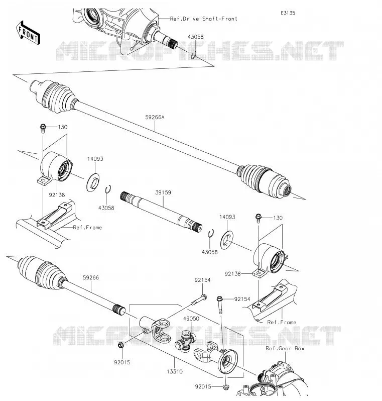 DRIVE SHAFT(H&Eacute;LICE) Kawasaki SSV 820 2020 MULE PRO-FXR  KAF820KLF