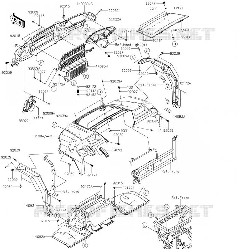 FRONT FENDER Kawasaki SSV 820 2020 MULE PRO-FXR  KAF820KLF