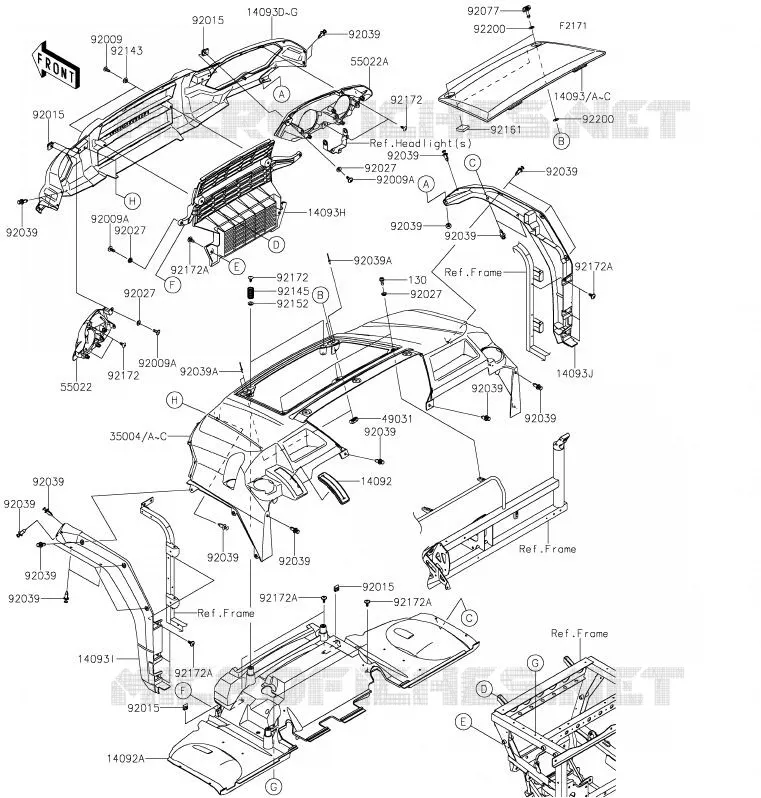 FRONT FENDER Kawasaki SSV 820 2020 MULE PRO-FXR  KAF820KLF