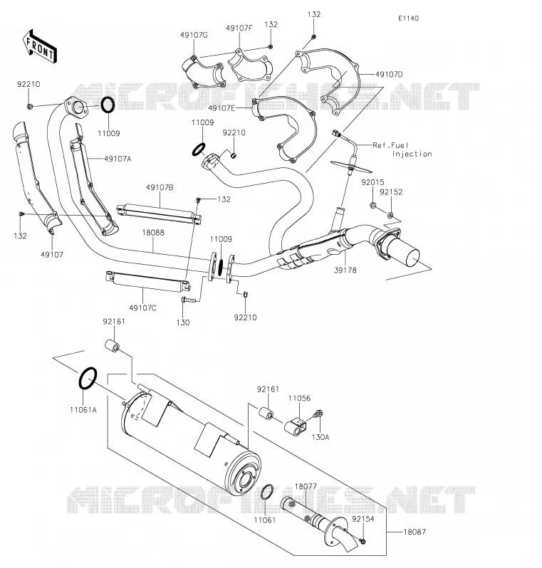 EXHAUST Kawasaki SSV 800 2020 TERYX  KRF800GLF
