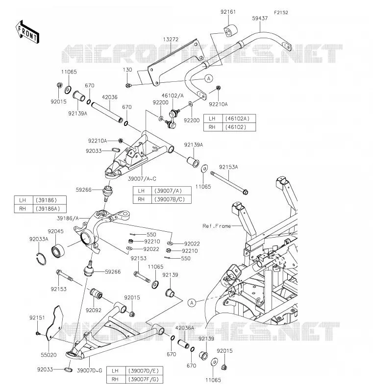 FRONT SUSPENSION - SHOCK ABSORBER Kawasaki SSV 800 2020 TERYX  KRF800GLF