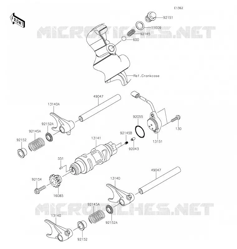 GEAR CHANGE DRUM - SHIFT FORKS Kawasaki SSV 800 2020 TERYX4  KRT800GLF