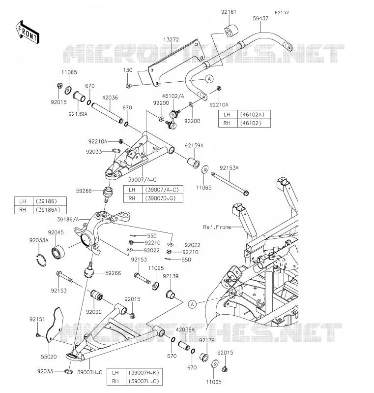 FRONT SUSPENSION - SHOCK ABSORBER Kawasaki SSV 800 2020 TERYX4  KRT800GLFA