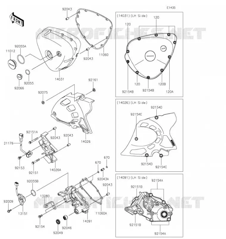 LEFT ENGINE COVER Kawasaki MOTOS 800 2021 W800  EJ800DMFNN