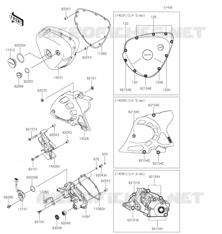 LEFT ENGINE COVER Kawasaki MOTOS 800 2021 W800  EJ800EMFNN