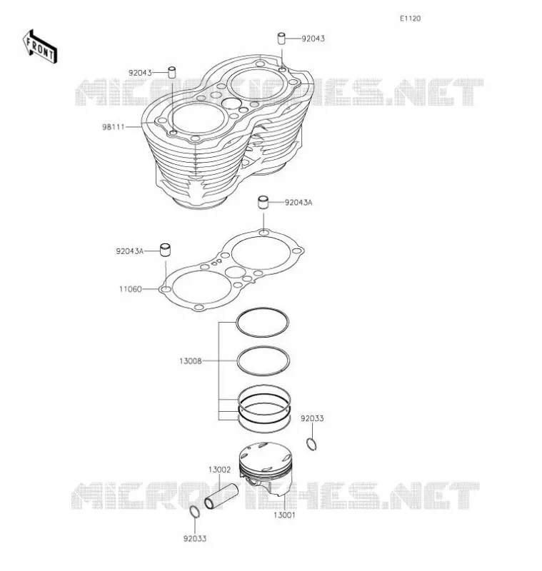 CYLINDER - PISTON  Kawasaki MOTOS 800 2021 W800 STREET  EJ800FMFNN
