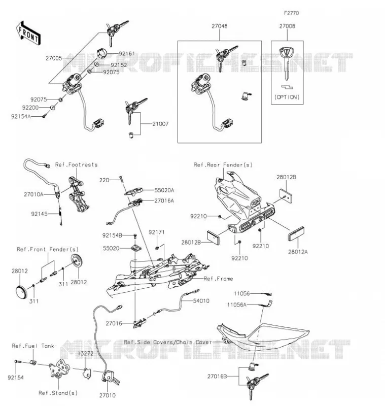 IGNITION SWITCH - LOCKS - REFLECTORS Kawasaki MOTOS 400 2021 Z400  ER400DMFNN