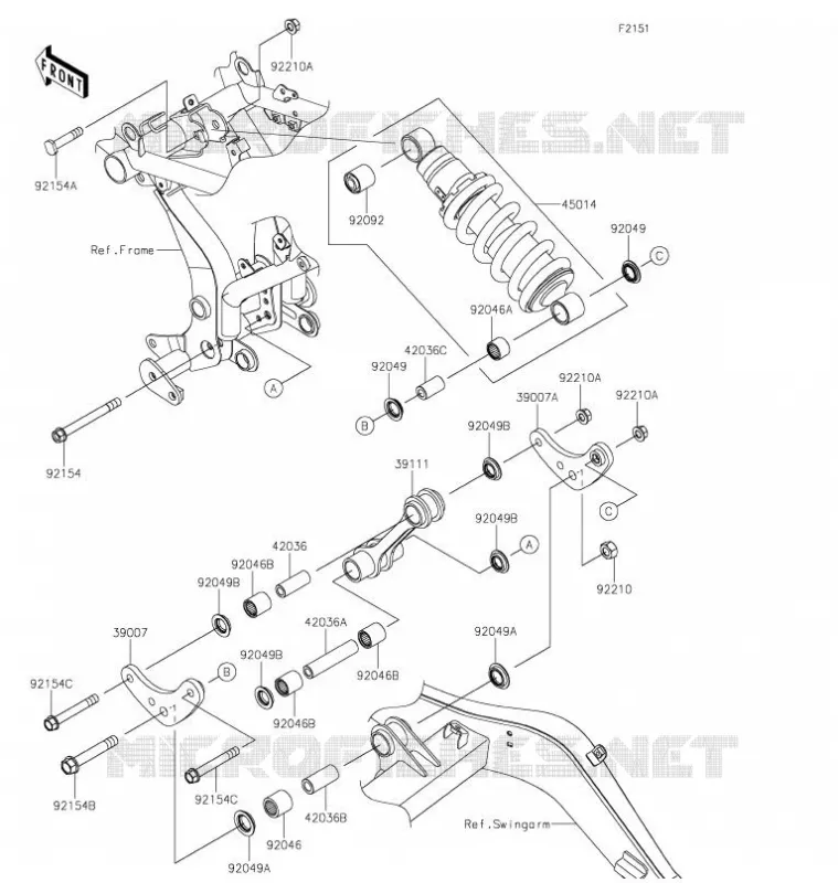 SUSPENSION - SHOCK ABSORBER Kawasaki MOTOS 650 2020 Z650  ER650LLF