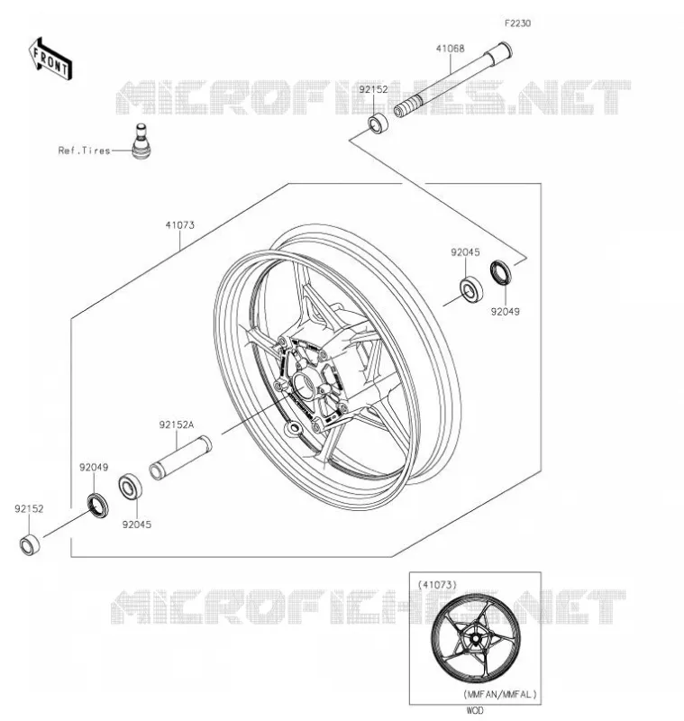FRONT WHEEL Kawasaki MOTOS 650 2021 NINJA 650  EX650MMFAL