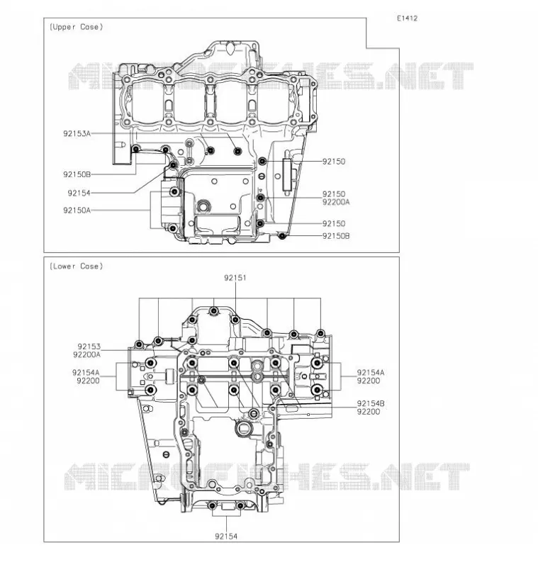 CRANKCASE BOLT PATTERN Kawasaki MOTOS 1000 2021 VERSYS 1000 SE  KLZ1000DMFNL