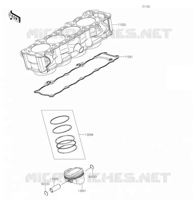 CYLINDER - PISTON  Kawasaki MOTOS 1000 2021 VERSYS 1000 S  KLZ1000EMFNN