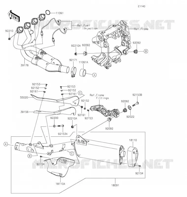 EXHAUST Kawasaki MOTOS 1400 2021 GTR1400  ZG1400EMFNN