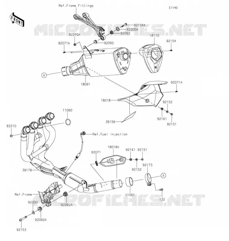 EXHAUST Kawasaki MOTOS 1000 2020 Z H2  ZR1000KLFB