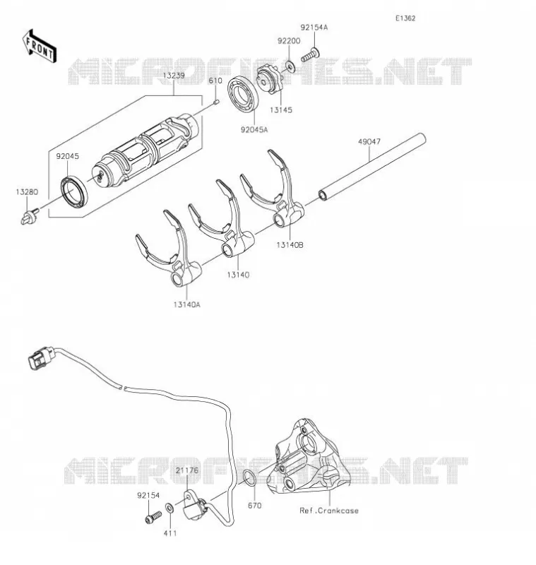 GEAR CHANGE DRUM - SHIFT FORKS Kawasaki MOTOS 1000 2020 Z H2  ZR1000KLFB