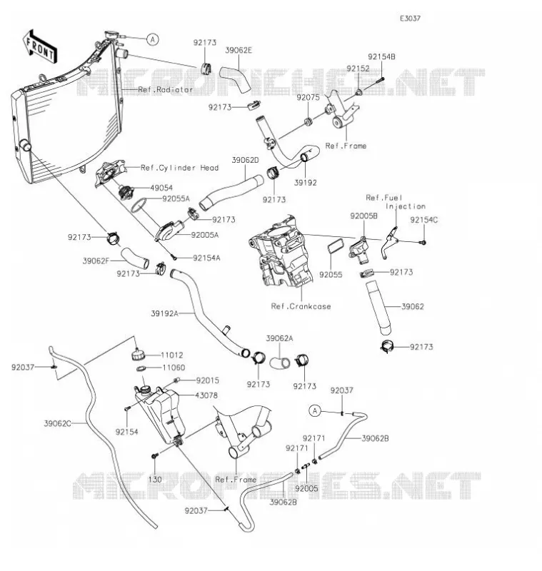 WATER PIPE Kawasaki MOTOS 1000 2021 Z H2  ZR1000KMFAN