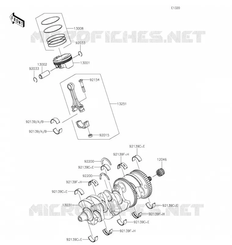 CRANKSHAFT - PISTON Kawasaki MOTOS 1000 2021 Z H2 SE  ZR1000LMFNN