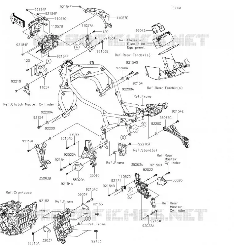 FRAME PARTS (COUVERTURE) Kawasaki MOTOS 1000 2021 Z H2 SE  ZR1000LMFNN