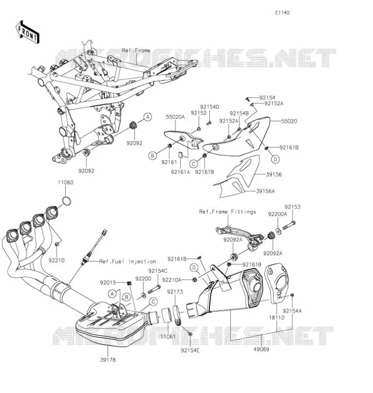 EXHAUST Kawasaki MOTOS 900 2021 Z900  ZR900FMFNL