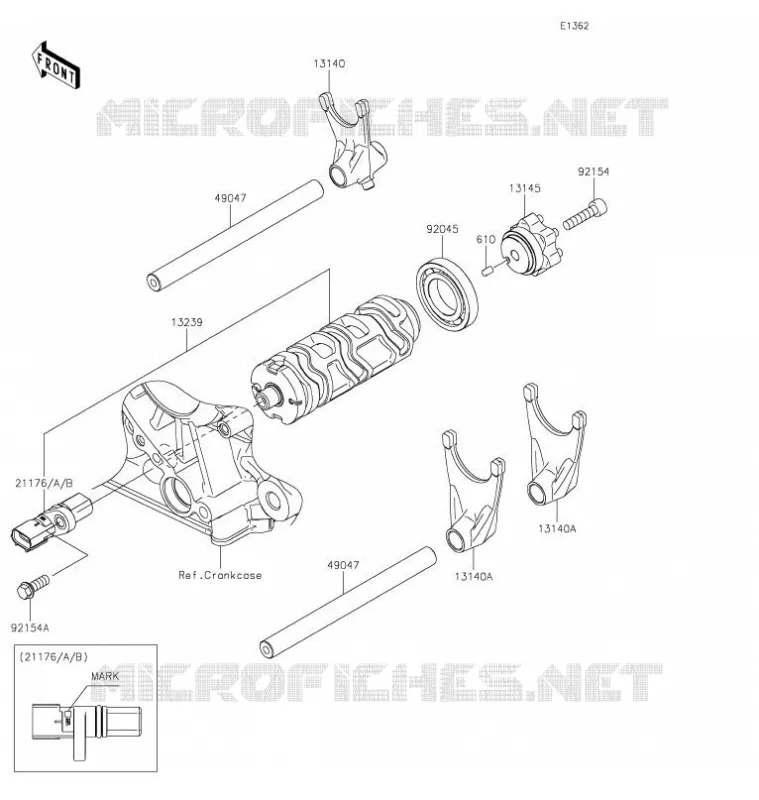 GEAR CHANGE DRUM - SHIFT FORKS Kawasaki MOTOS 900 2021 Z900  ZR900FMFNL