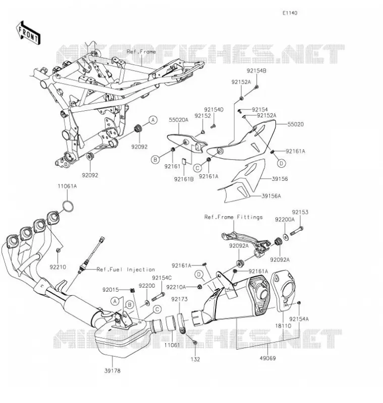 EXHAUST Kawasaki MOTOS 900 2021 Z900  ZR900HMFNN