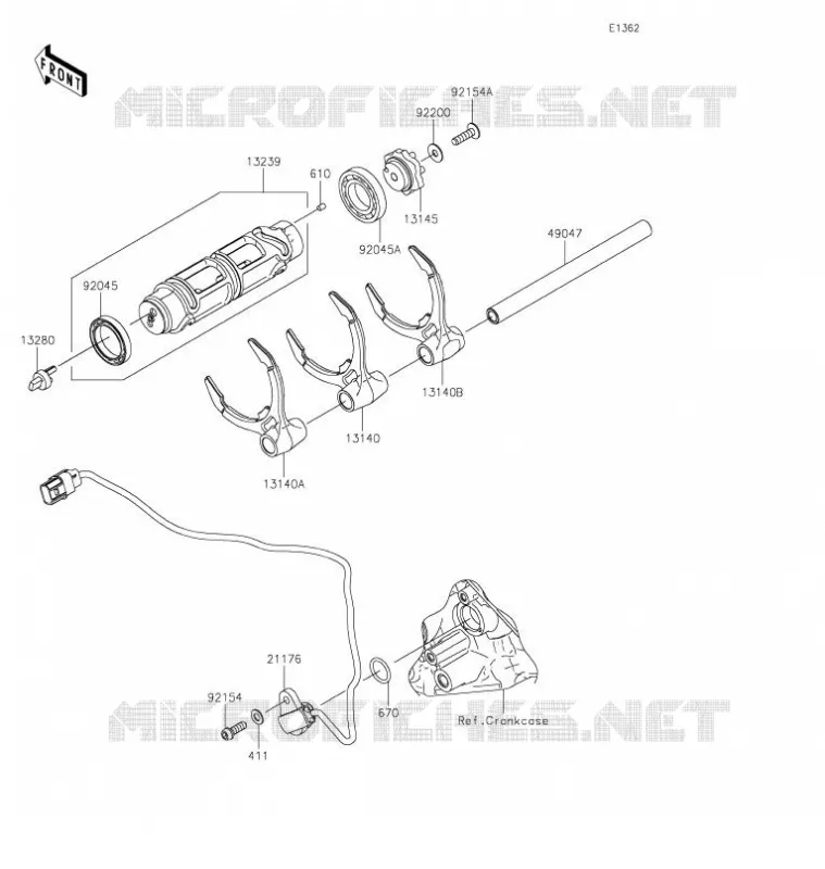 GEAR CHANGE DRUM - SHIFT FORKS Kawasaki MOTOS 1000 2021 NINJA H2 SX SE PLUS  ZX1002DMFNN
