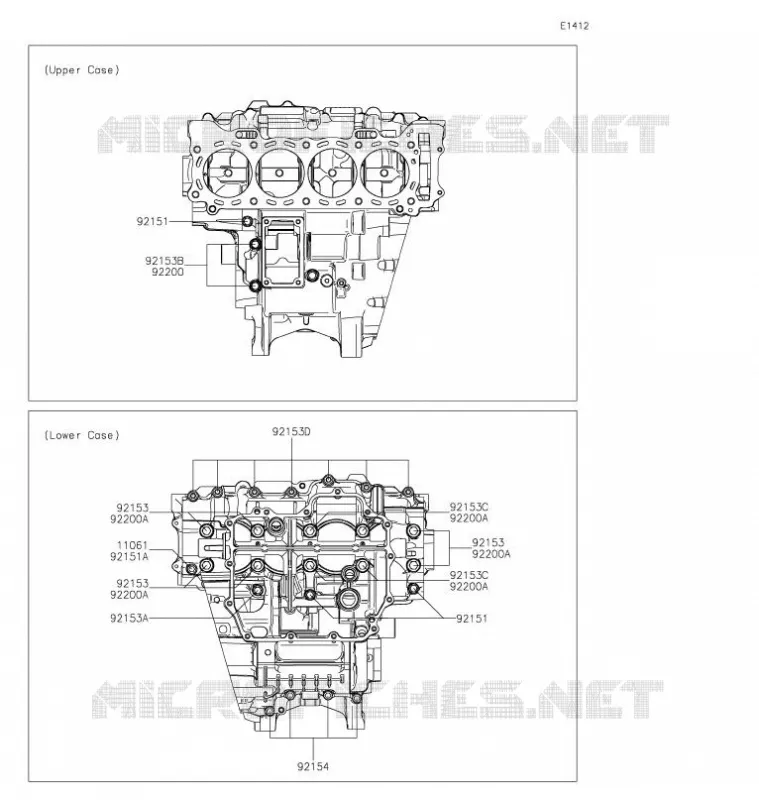 CRANKCASE BOLT PATTERN Kawasaki MOTOS 1000 2021 NINJA ZX-10RR  ZX1002NMFNN