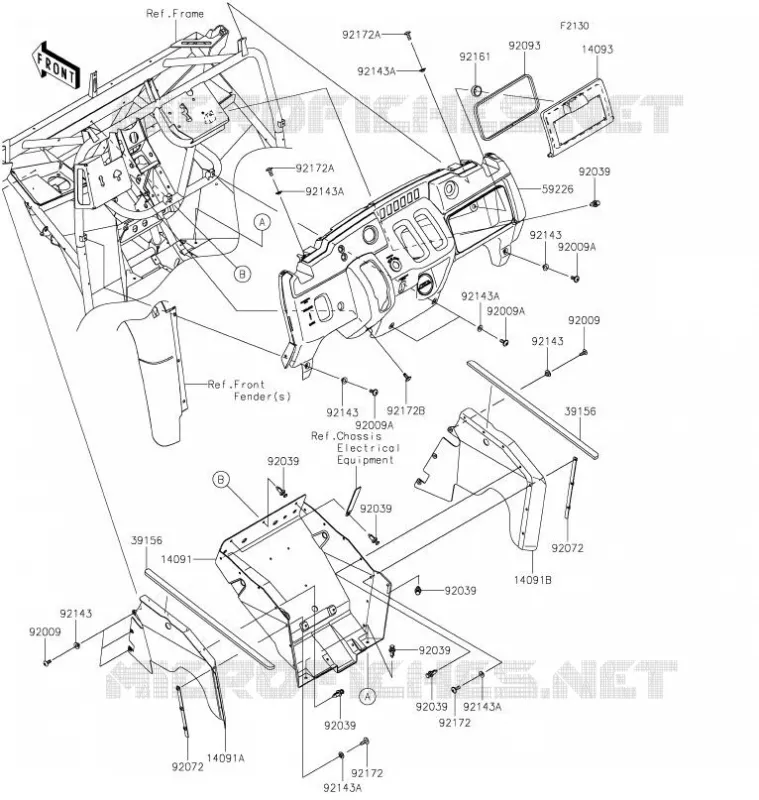 FRAME PARTS(AVANT) Kawasaki SSV 400 2021 MULE SX  KAF400JMFNN