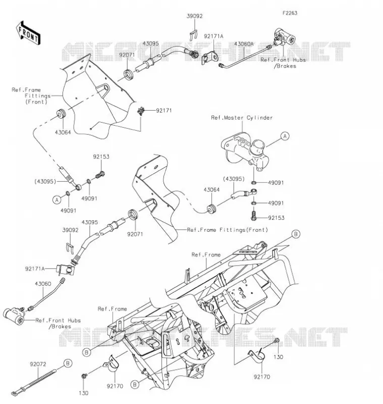 FRONT BRAKE PIPE Kawasaki SSV 400 2021 MULE SX  KAF400JMFNN