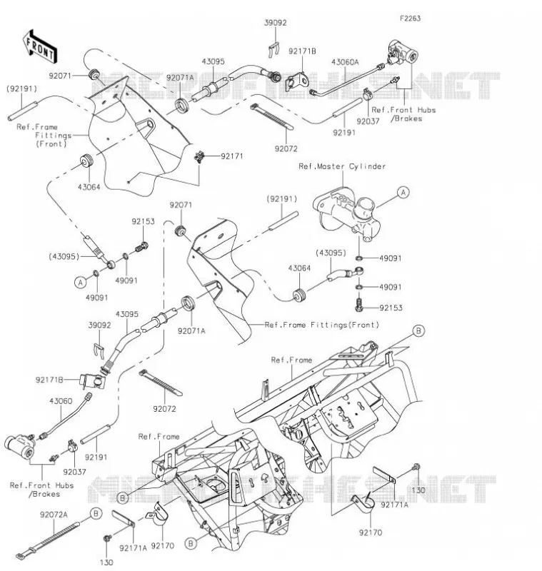FRONT BRAKE PIPE Kawasaki SSV 400 2021 MULE SX 4X4  KAF400RMFNN