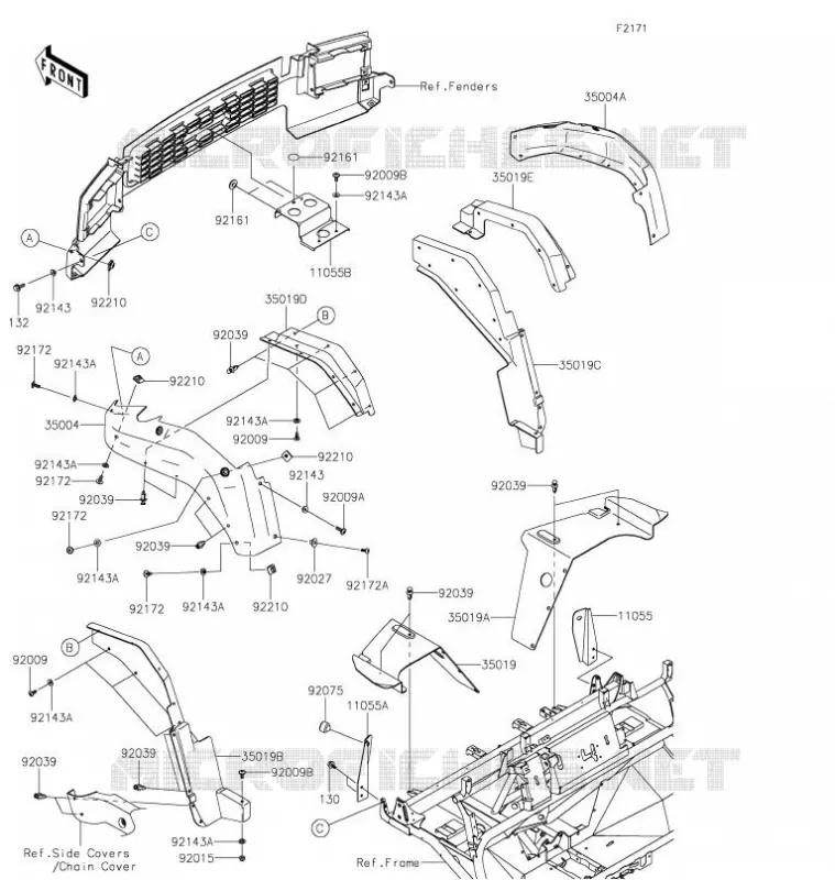 FRONT FENDER Kawasaki SSV 620 2021 MULE 4010 4X4  KAF620MMFNN