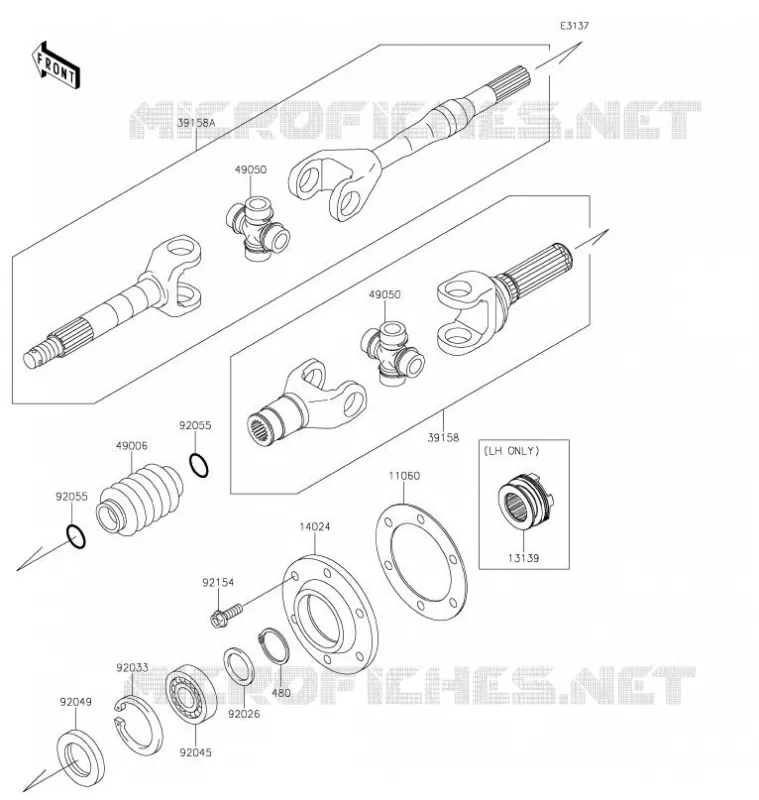 DRIVE SHAFT(ARRI&Egrave;RE) Kawasaki SSV 620 2021 MULE 4010 TRANS 4X4  KAF620SMFNN