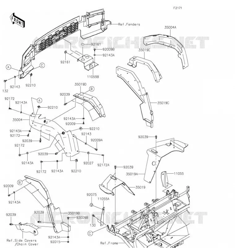 FRONT FENDER Kawasaki SSV 620 2021 MULE 4010 TRANS 4X4  KAF620SMFNN