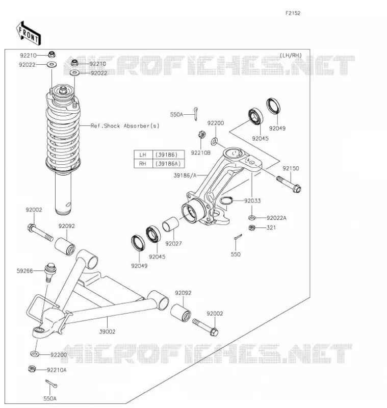 FRONT SUSPENSION - SHOCK ABSORBER Kawasaki SSV 620 2021 MULE 4000 TRANS  KAF620WMFNN
