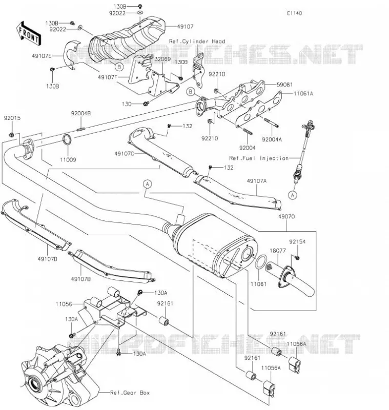 EXHAUST Kawasaki SSV 820 2021 MULE PRO-FXT  KAF820CMFNN