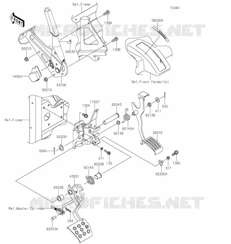 BRAKE PEDAL - THROTTLE LEVER Kawasaki SSV 820 2021 MULE PRO-FX  KAF820GMFNN