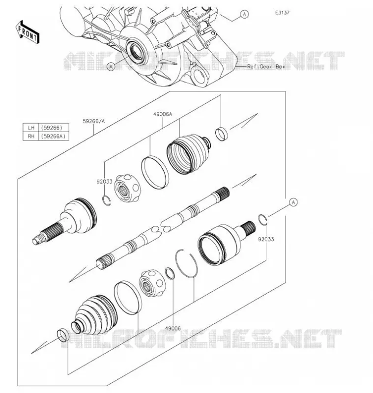 DRIVE SHAFT(ARRI&Egrave;RE) Kawasaki SSV 820 2021 MULE PRO-FX  KAF820GMFNN