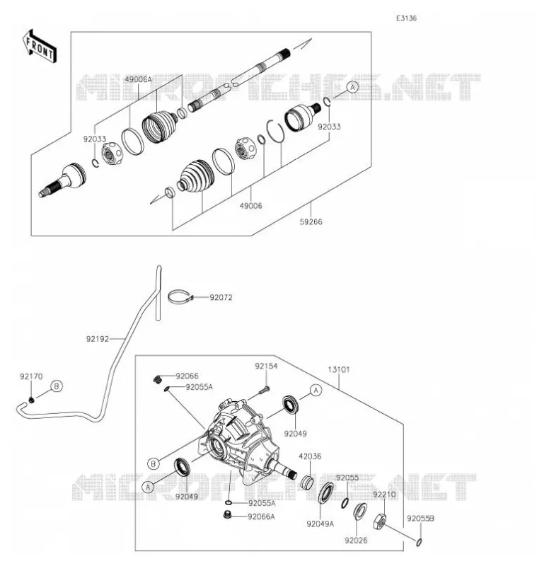 FRONT DRIVE SHAFT Kawasaki SSV 820 2021 MULE PRO-FX  KAF820GMFNN