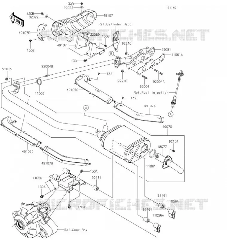 EXHAUST Kawasaki SSV 820 2021 MULE PRO-FXR  KAF820KMFNN