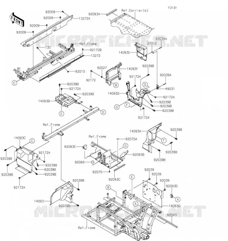 FRAME PARTS(ARRI&Egrave;RE) Kawasaki SSV 820 2021 MULE PRO-FXR  KAF820KMFNN
