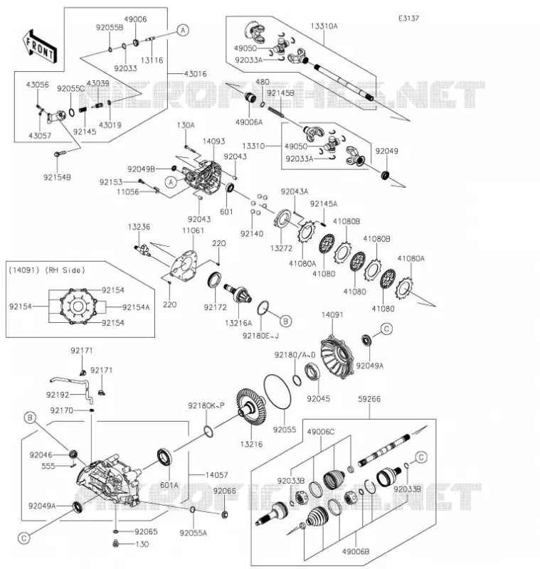 DRIVE SHAFT(ARRI&Egrave;RE) Kawasaki SSV 800 2021 TERYX  KRF800GMFNN
